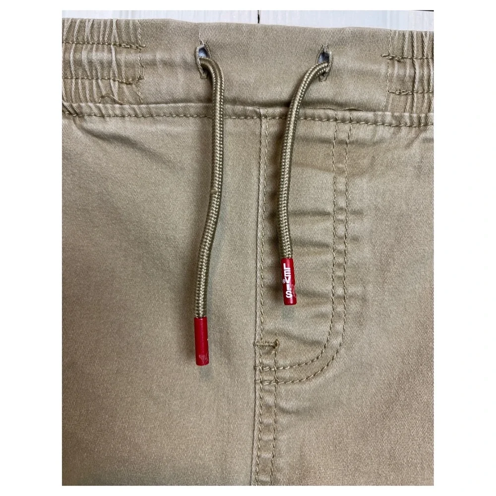 Levis Cargo Pants Boys Size 16 Khaki Elastic Waist Drawstring H972-Y16 Twill G17